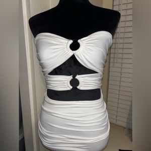 White Cut out mini Dress
